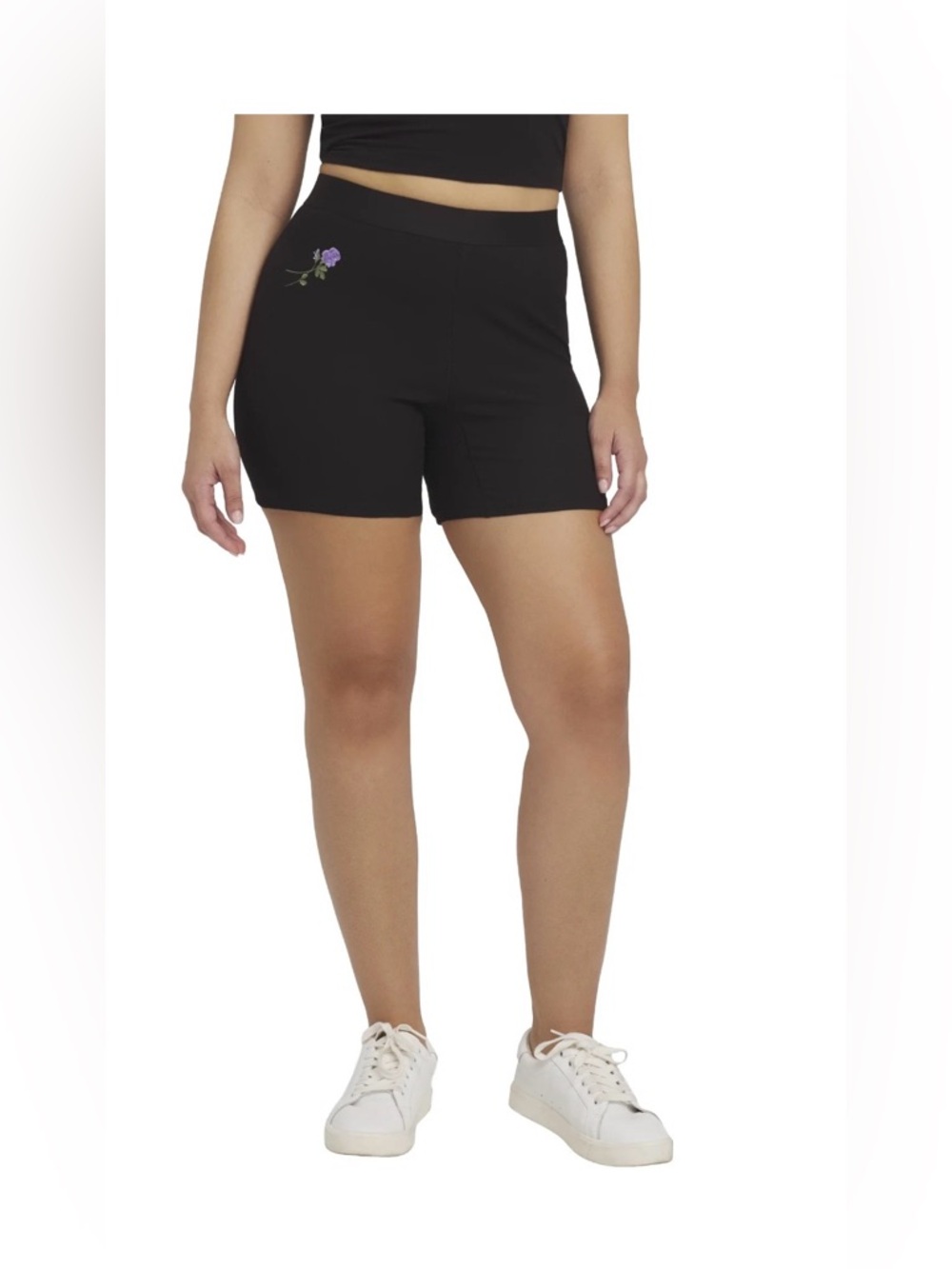 Mills by Millie Bobby Brown-Black Embroidery Bike Short Small NWT